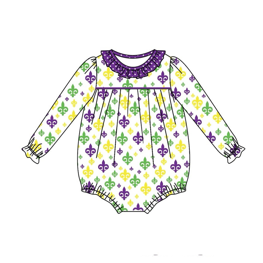 Pre order baby girl Mardi Gras bubble MiniSoulBoutiqueClothing