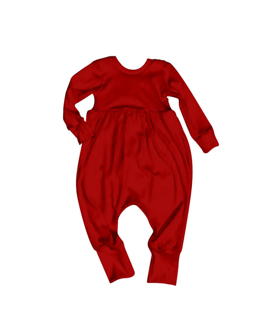 Pre order baby girl solid cotton red romper