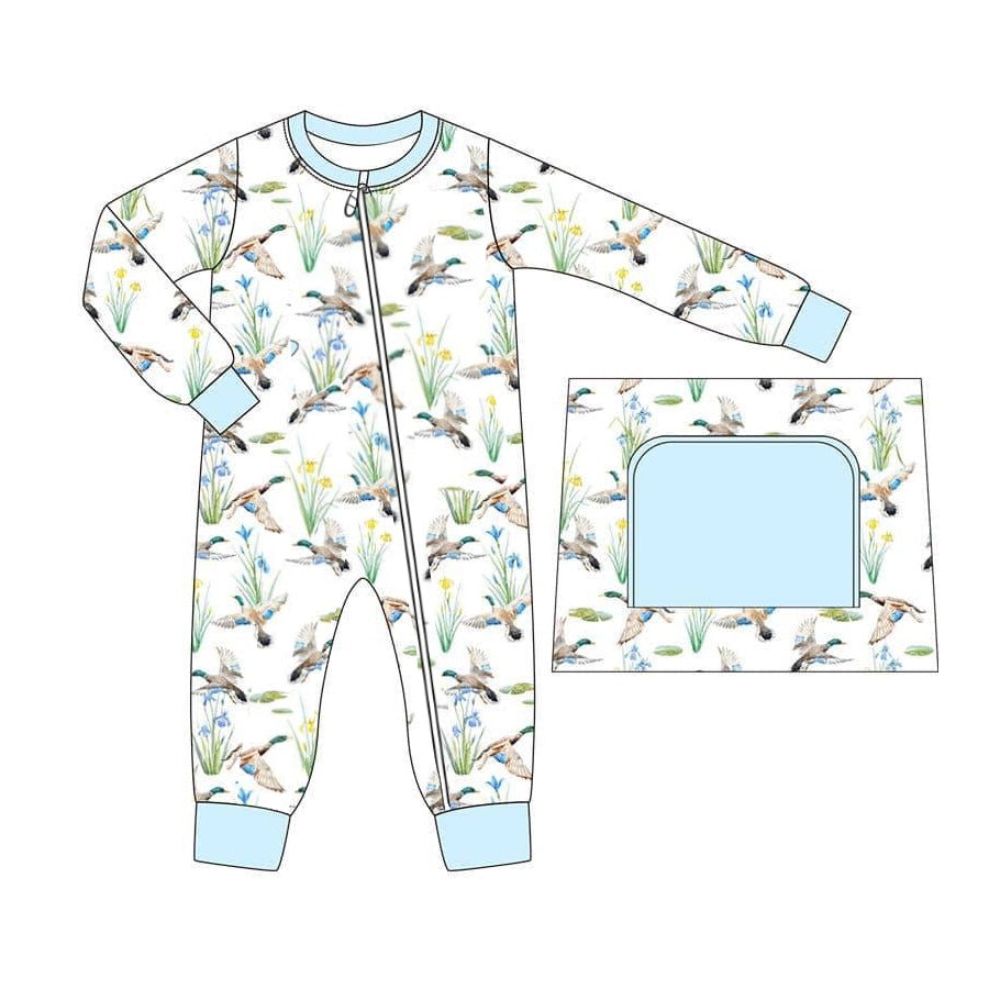 Pre order duck print zip sleeper boy