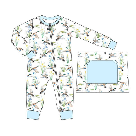 Pre order duck print zip sleeper boy