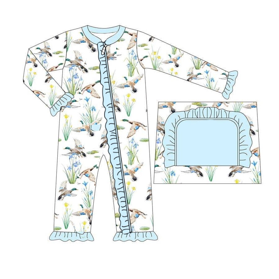 Pre order duck print zip sleeper girl