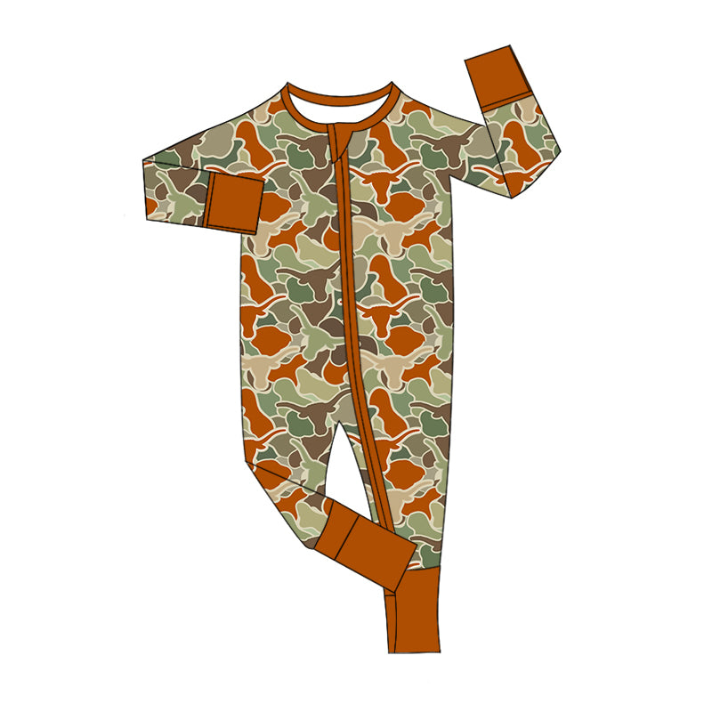 Pre order camo cow print baby boy sleeper