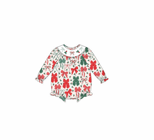 Pre order Christmas bow baby romper