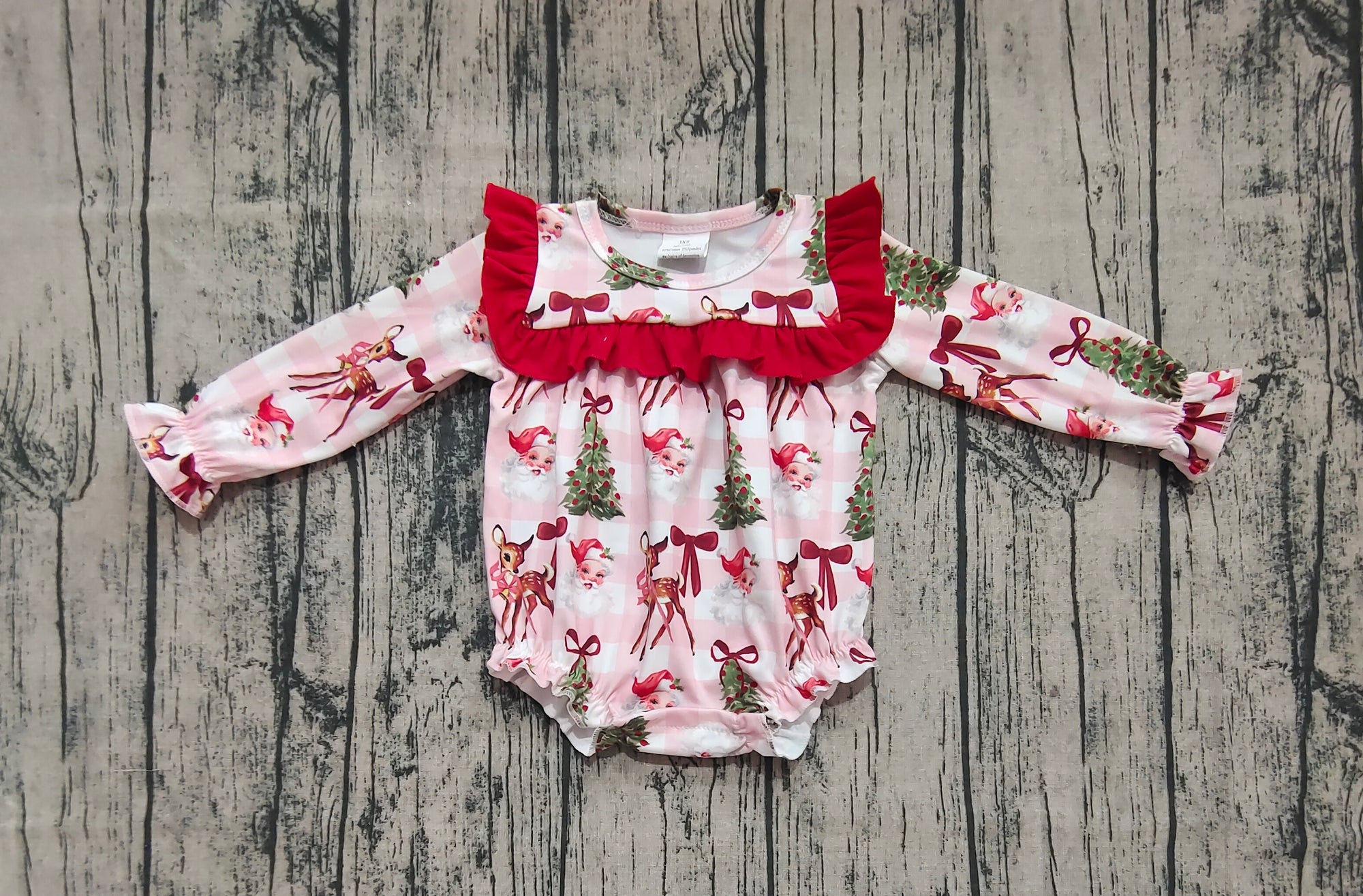 Christmas tree deer baby girl bubble