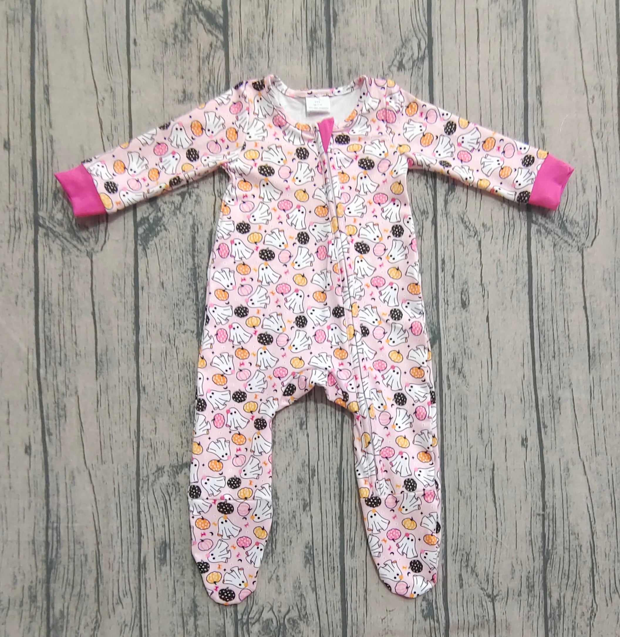 Pre order boo pumpkin print footie zip sleeper