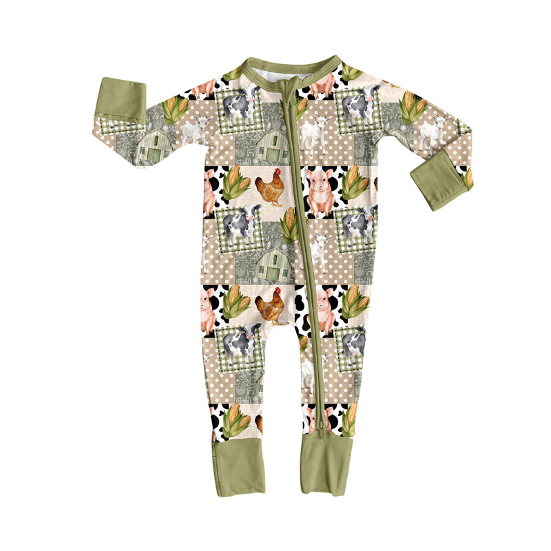 Pre order farm patchwork baby zipper sleeper