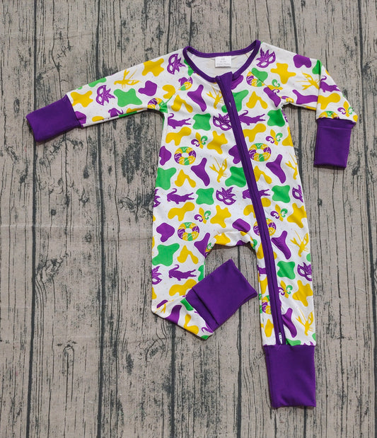 Pre order mardi gras baby zipper sleeper