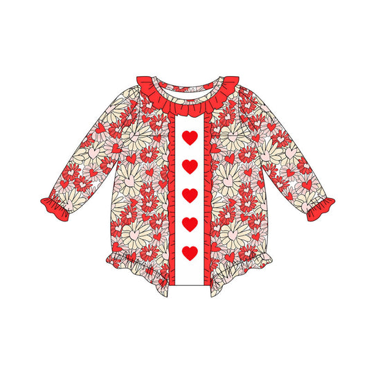 Pre order red heart valentine's day flower girl romper