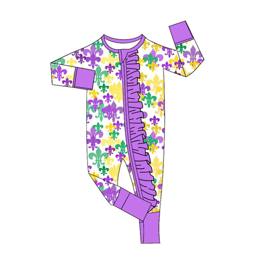 Pre order mardi gras baby girl zip sleeper