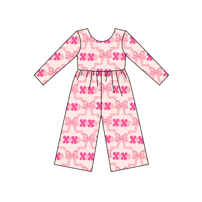 pre order baby girl xoxo pink bow long sleeve jumpsuit