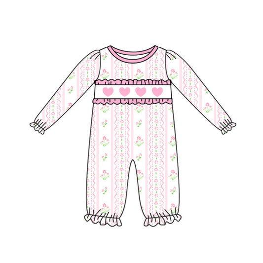 Pre order pink heart flower baby girl romper