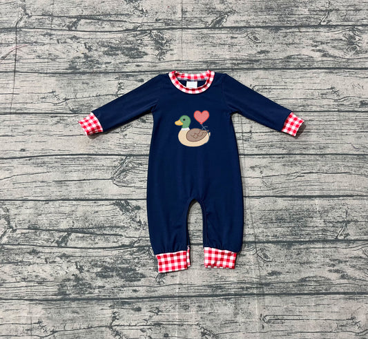 Pre order duck heart baby boy romper (do embroidery)