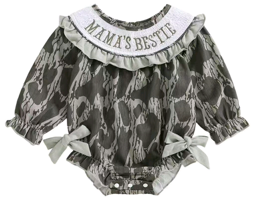 Pre order mama's bestie camo baby girl bubble
