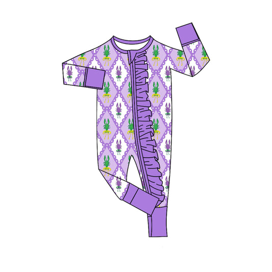 Pre order purple green gold crawfish baby girl sleeper