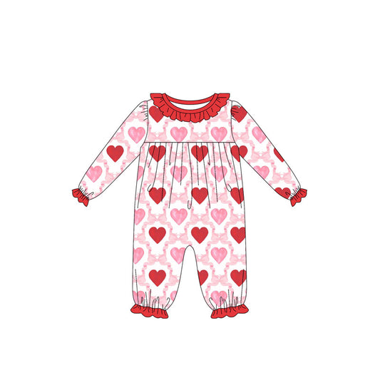 Pre order pink bow heart valentine's day girl rompers