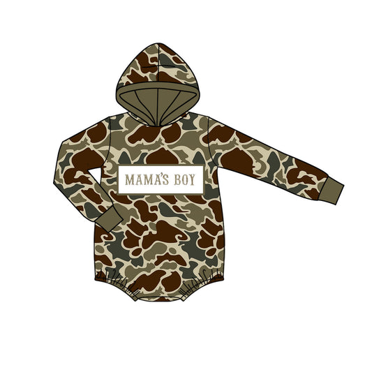 Pre order mama's boy camo hoodie romper