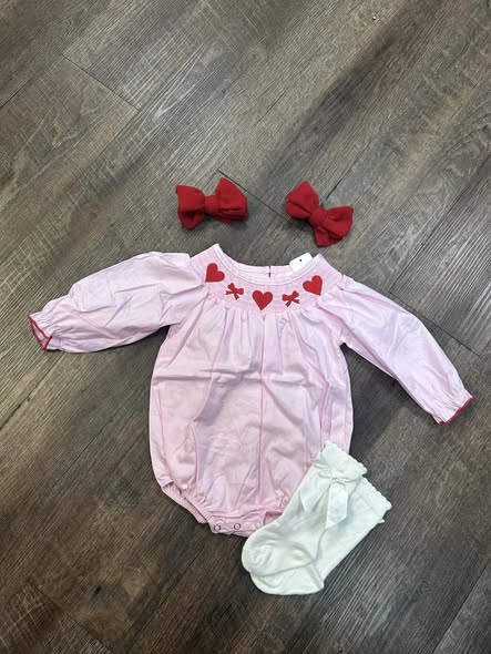 Pre order pink valentine romper