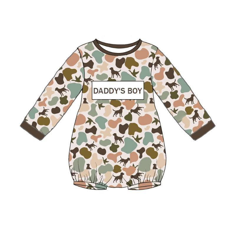 Pre order daddy's boy hunting camo romper