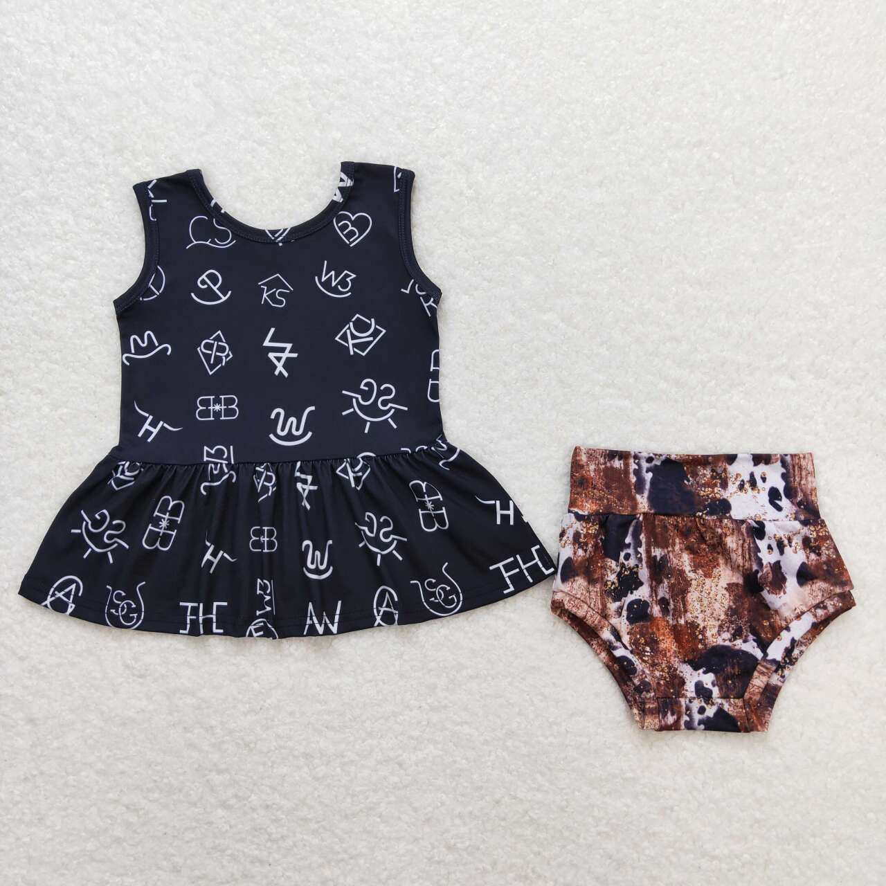 western baby girl summer cattle bummie set