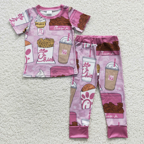 girl short sleeve chick-fil-a pajama set