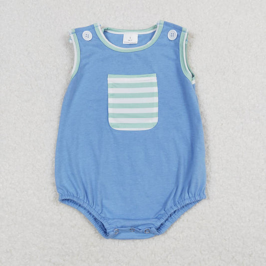 solid blue baby boy tank bubble with pocket