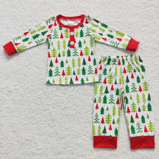 2pieces kids boy christmas pajama christmas tree print