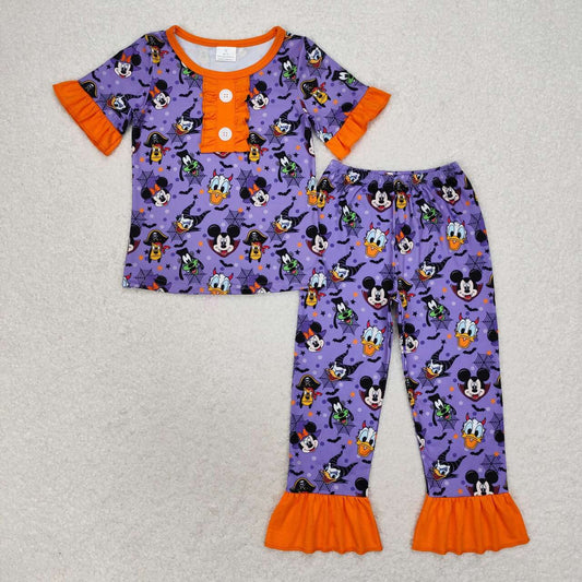 girl halloween short sleeve mouse pajama purple