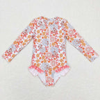 girl rash guard swimsuit zip swimwear