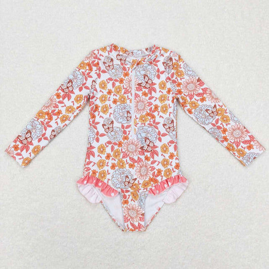 girl rash guard swimsuit zip swimwear