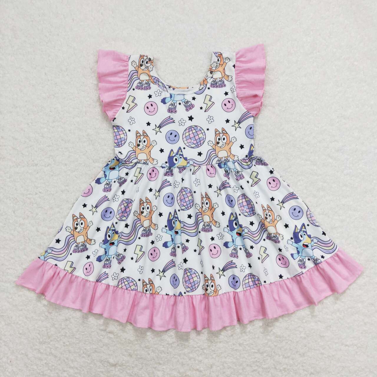 baby girl clothing flutter sleeve blu*y twirl dress pink