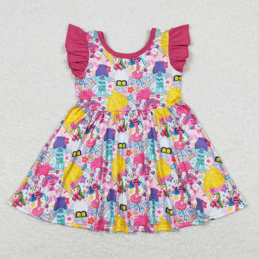 flutter sleeve cartoon twirl dress girl summer dresses