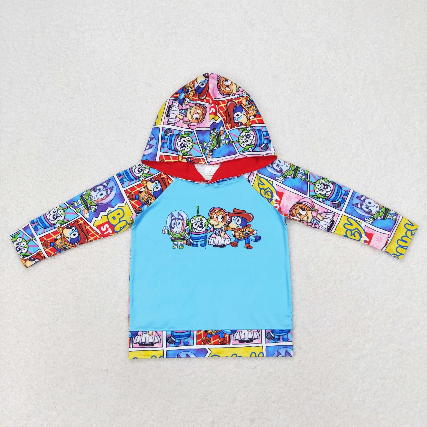 long sleeve blu*y print boys hoodie top