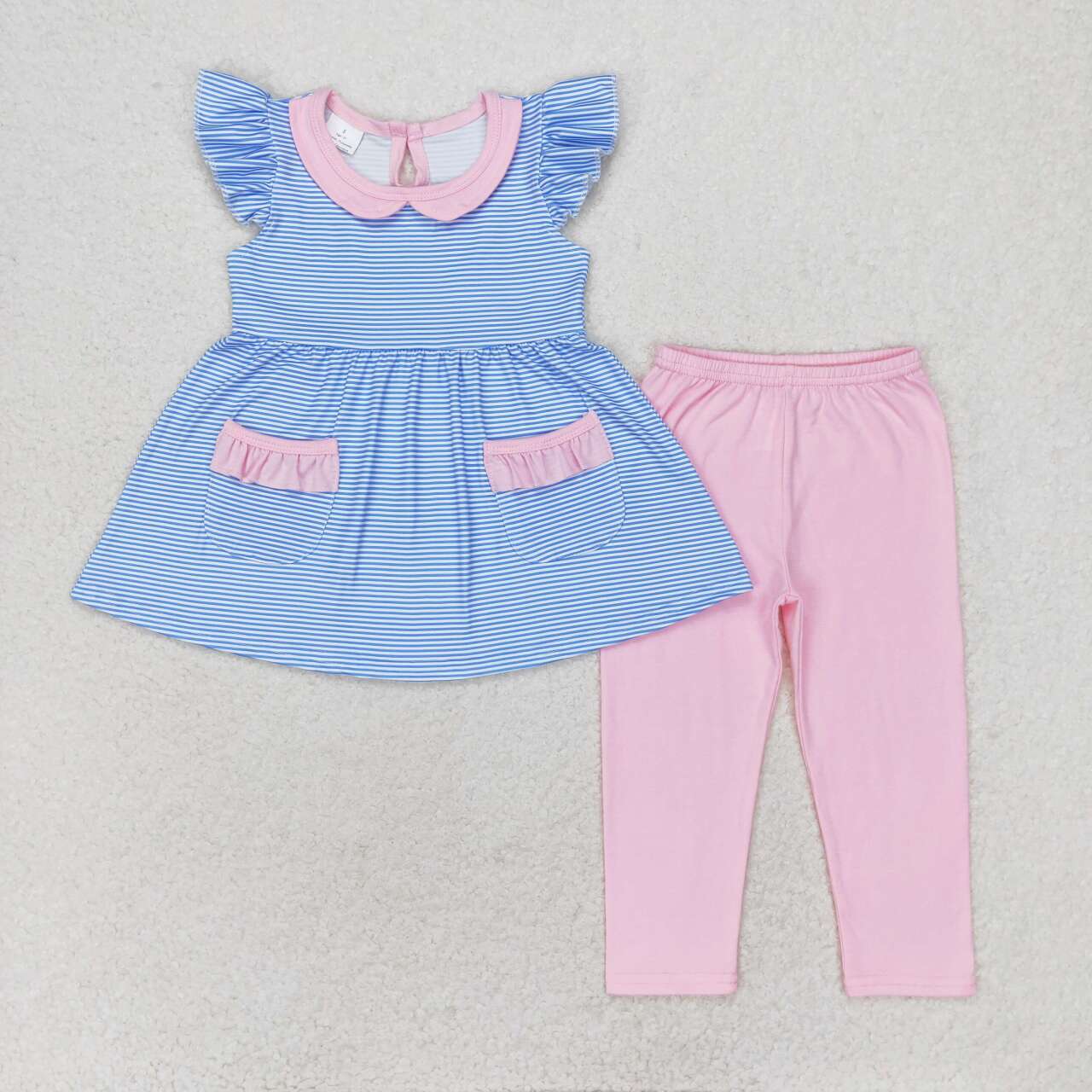 girl blue stripe pink legging outfit