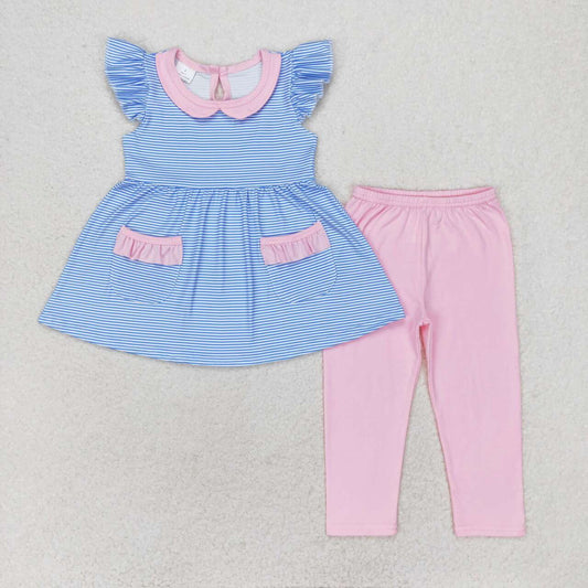 girl blue stripe pink legging outfit