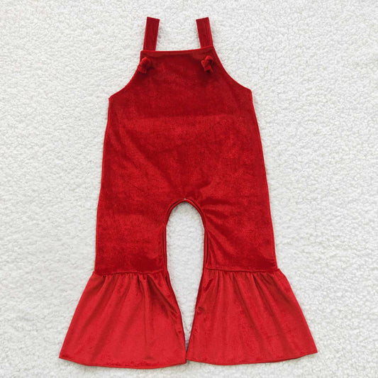 Christmas red velvet overall jumpsuit