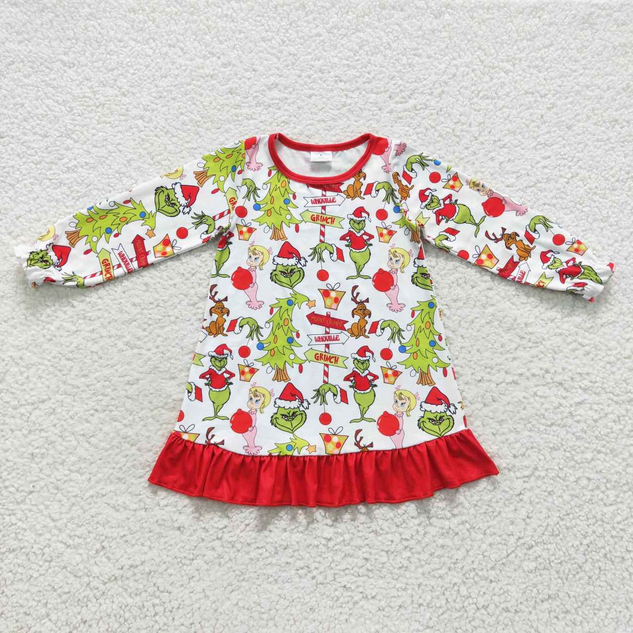 Girl grinch dressing grown christmas sleepsuit