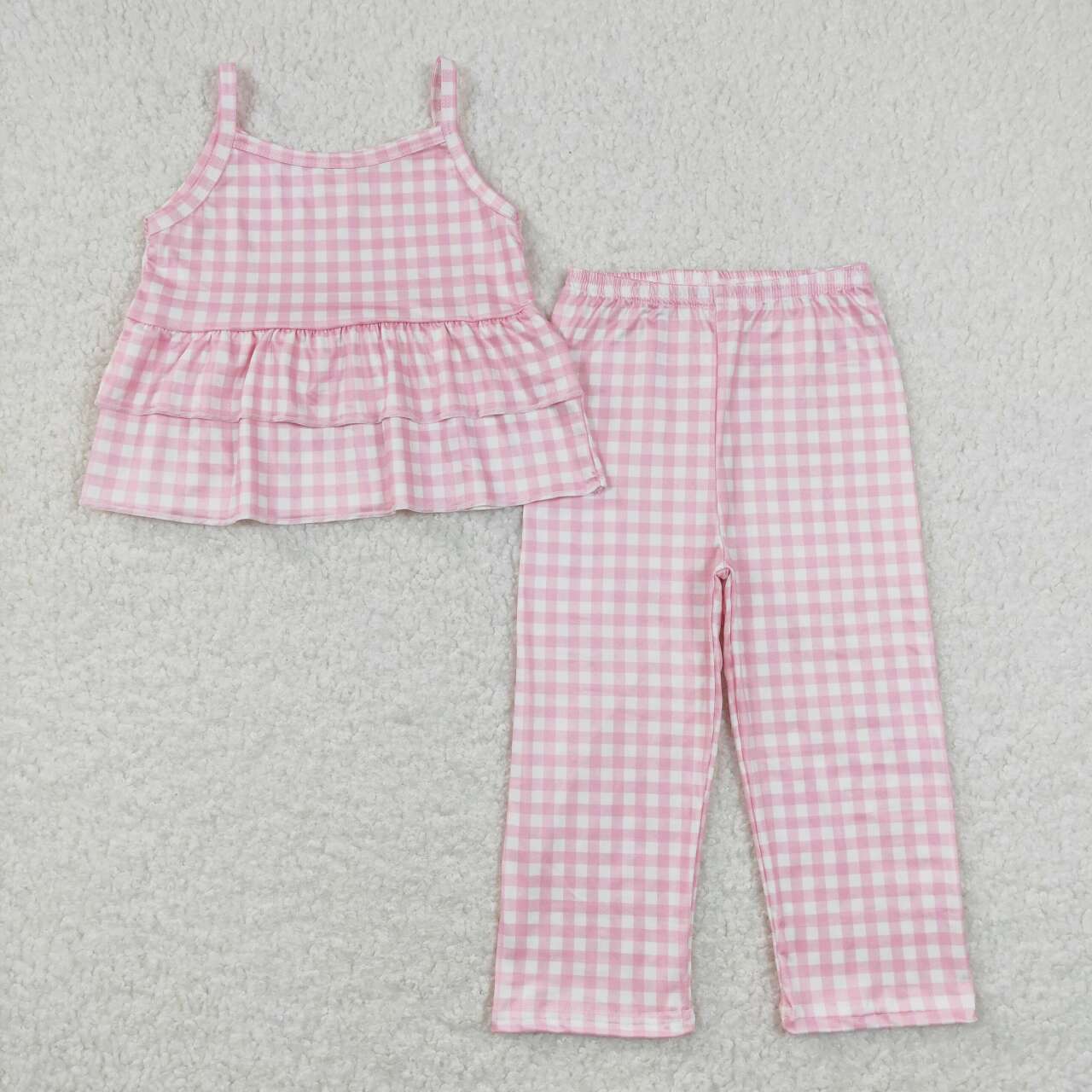 toddler girl clothes suspender pink plaid pants set