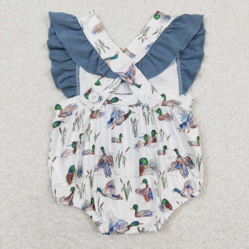duck print cross back baby girl bubble