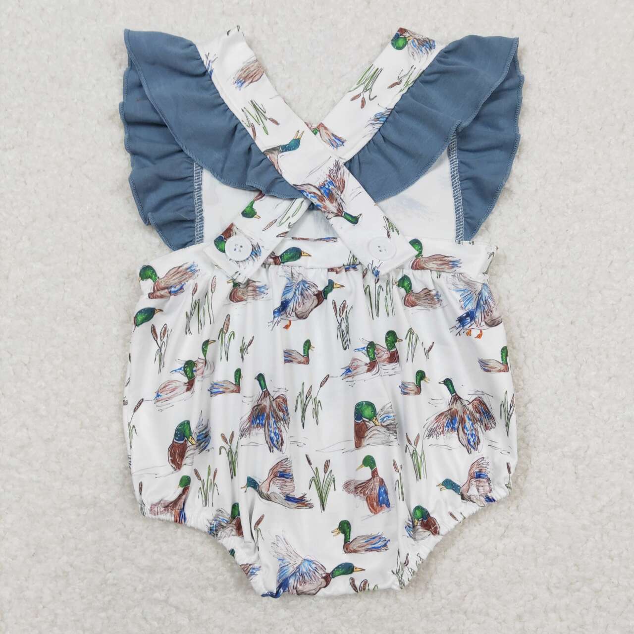 duck print cross back baby girl bubble