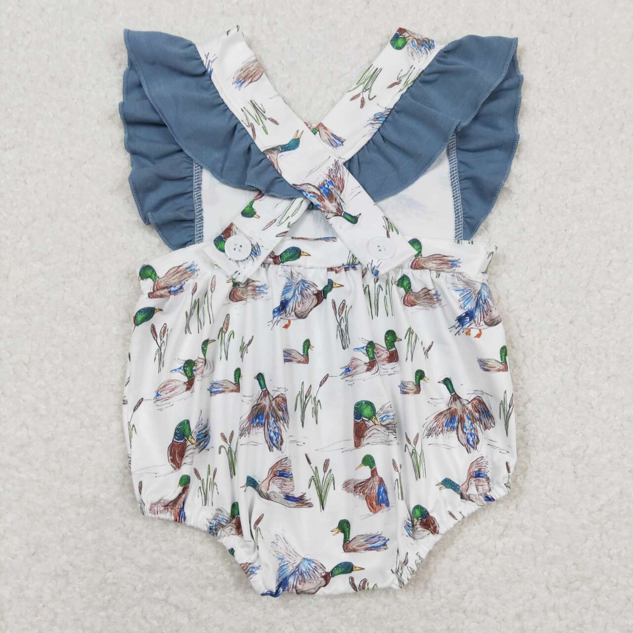 duck print cross back baby girl bubble