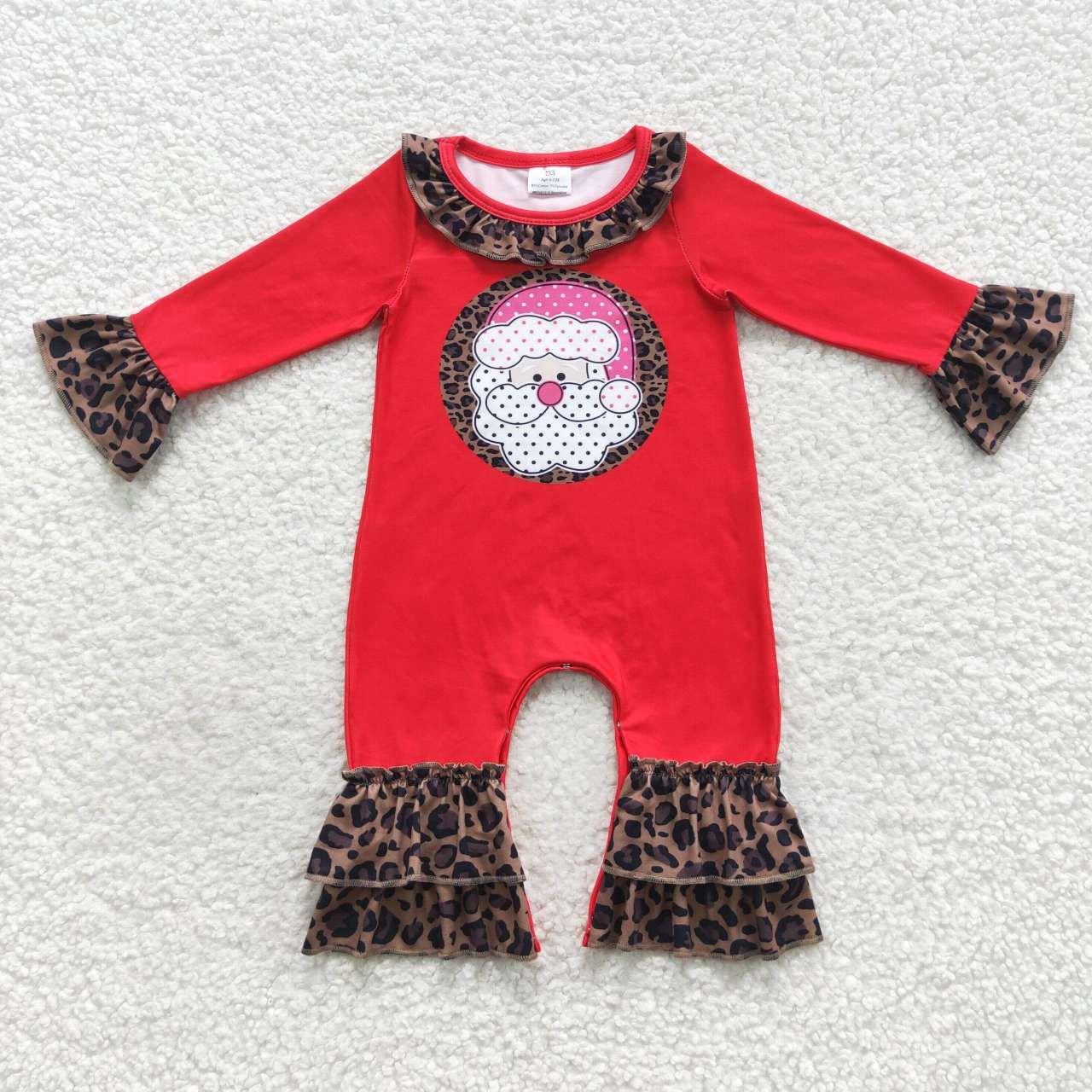 red santa print baby girl christmas romper