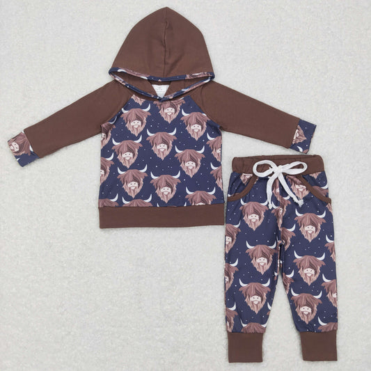boy brown highland cow hoodie outfit
