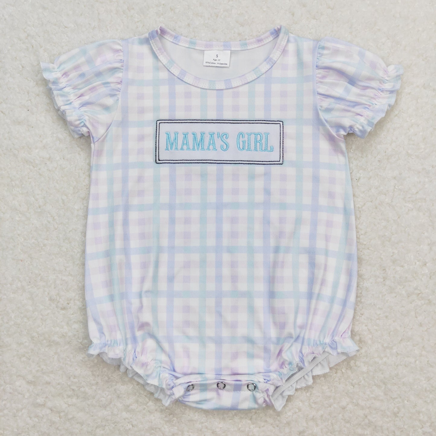 mama's girl plaid embroidery bodysuit