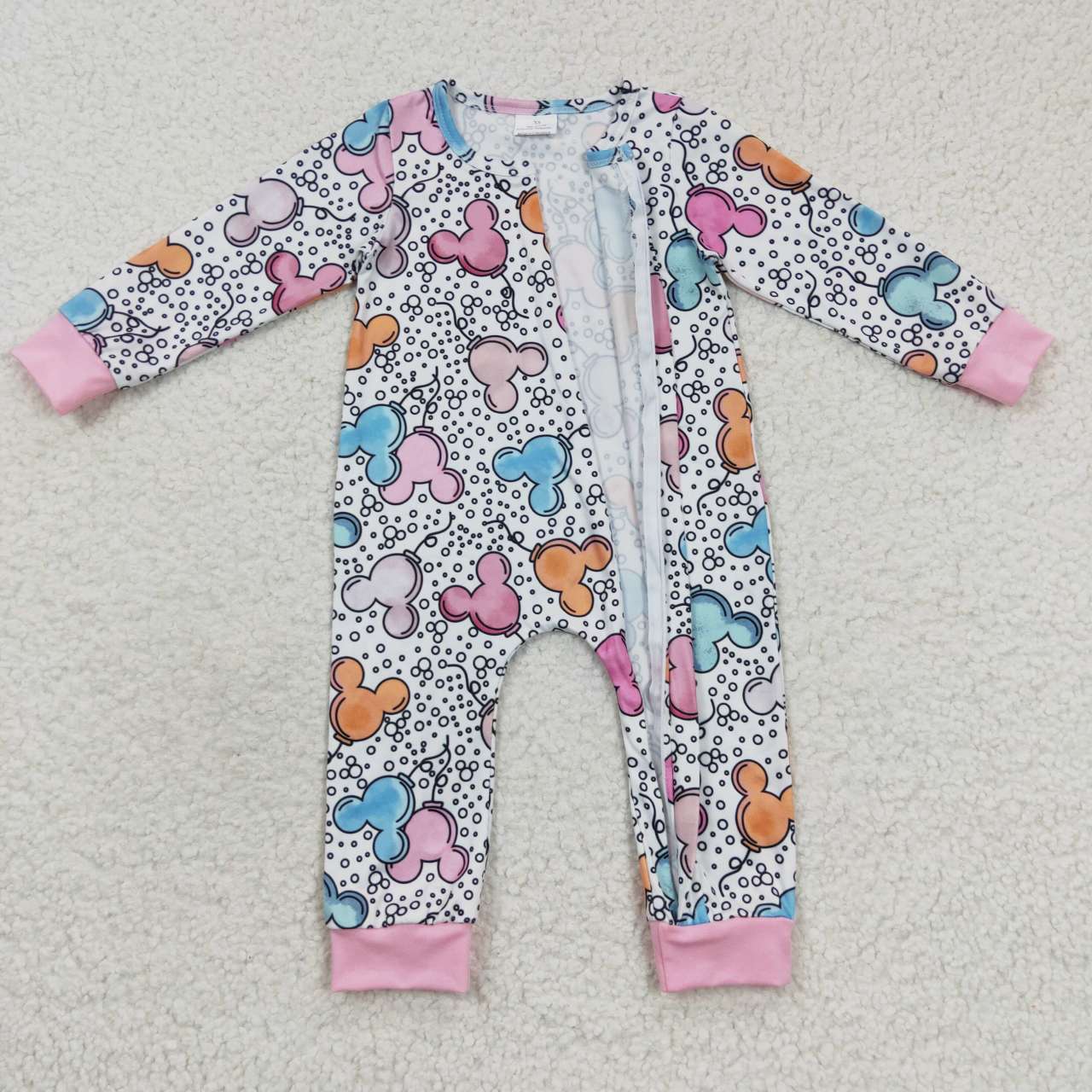 cartoon balloon toddler girl zipper romper