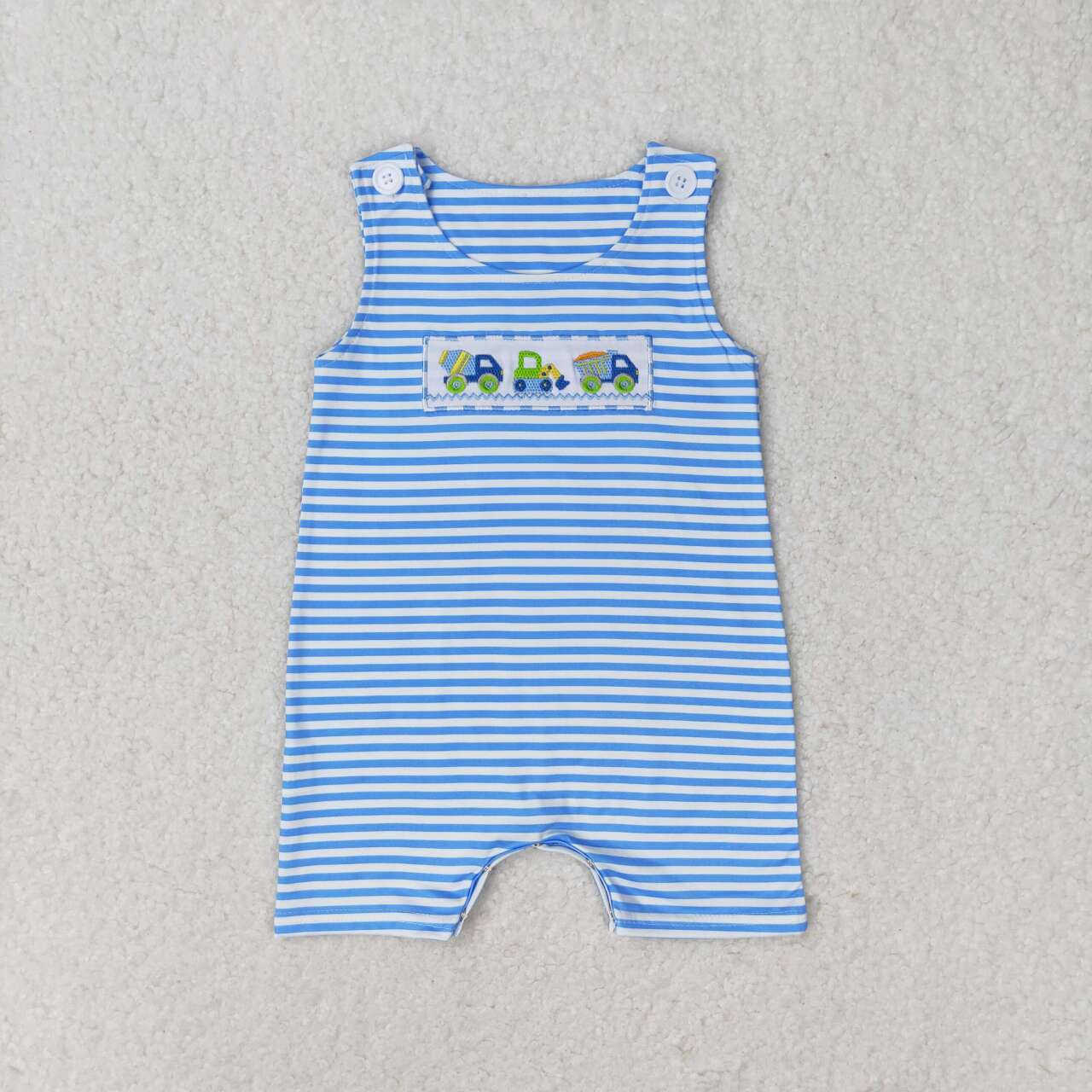 baby boy stripes embroideryconstructions romper