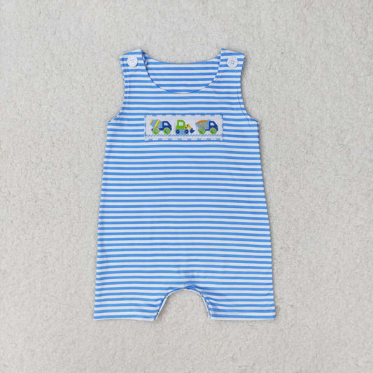 baby boy stripes embroideryconstructions romper