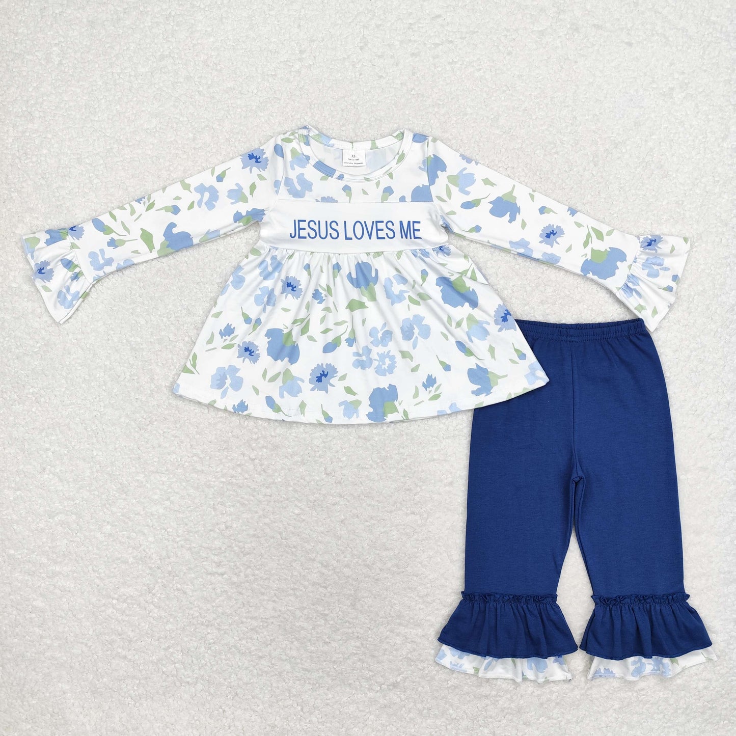 blue jesus loves me outfit girls clothing