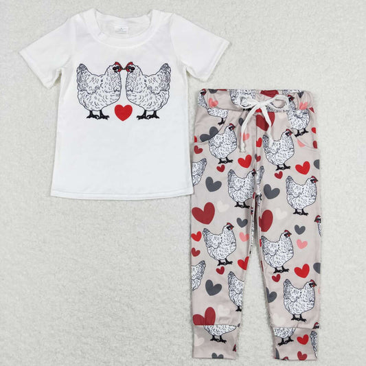 boy valentine's day chicken heart pants outfit