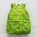 Grinchey print kids school backpack bag for christmas