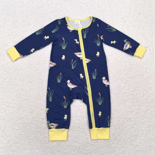 navy duck print zip bamboo sleeper